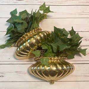 2 Vintage Home Interior Wall Pocket Planter Homco Gold Tone Mid Century …